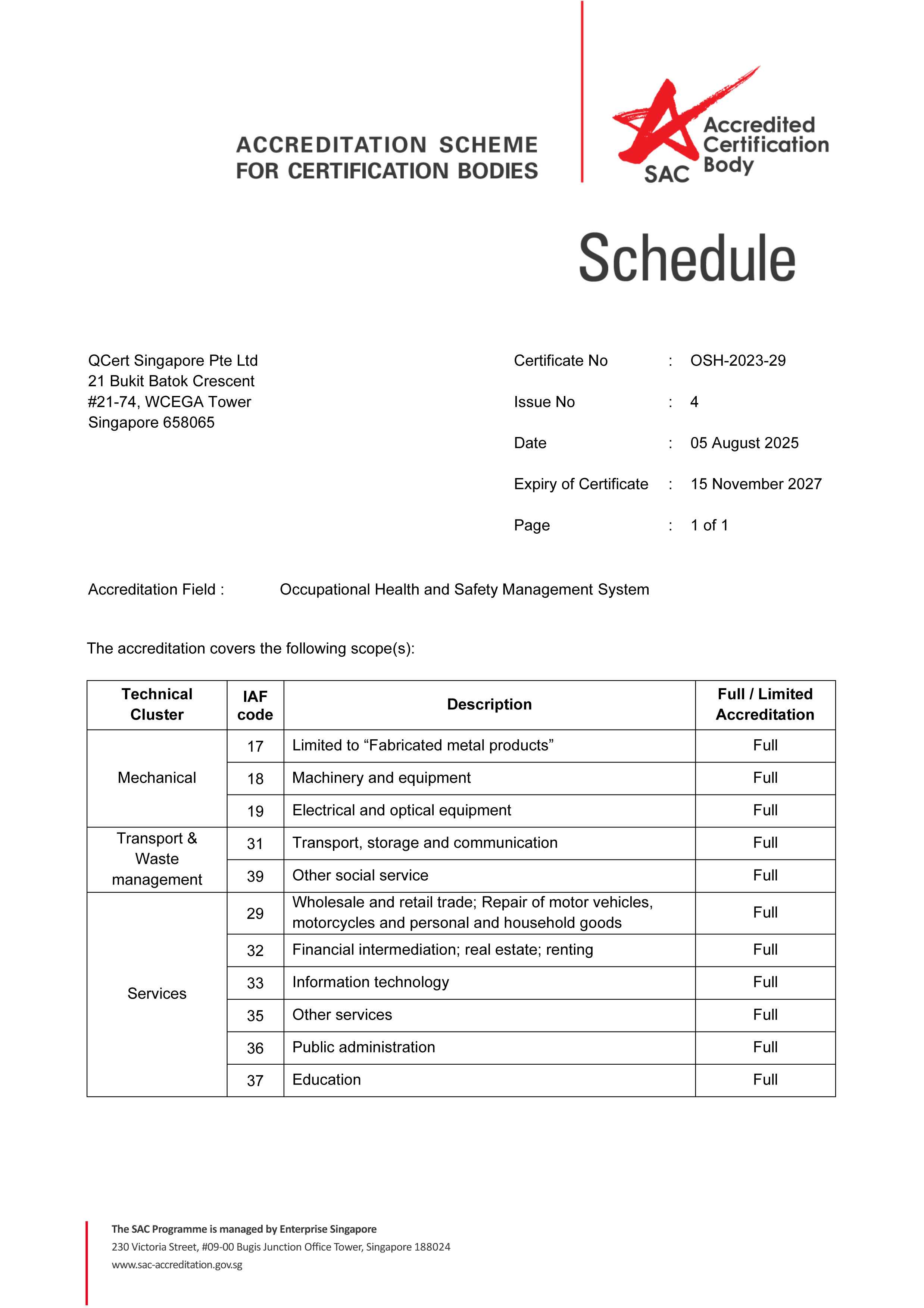 Jadwal SAC — ISO 45001